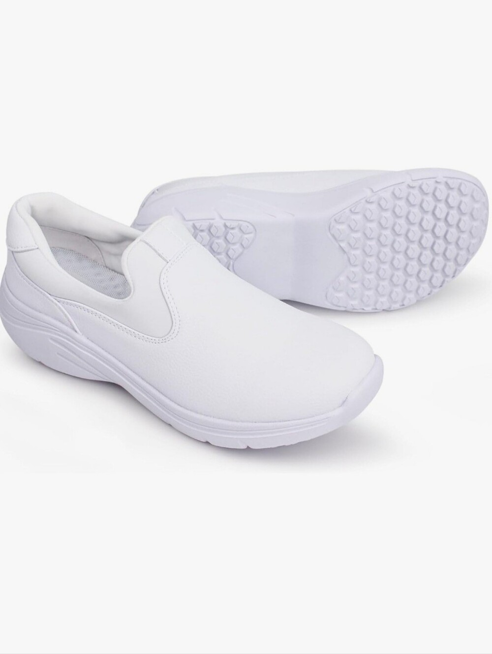 Hawkwell Women's Slip on Lightweight  Comfort Work Shoe — White